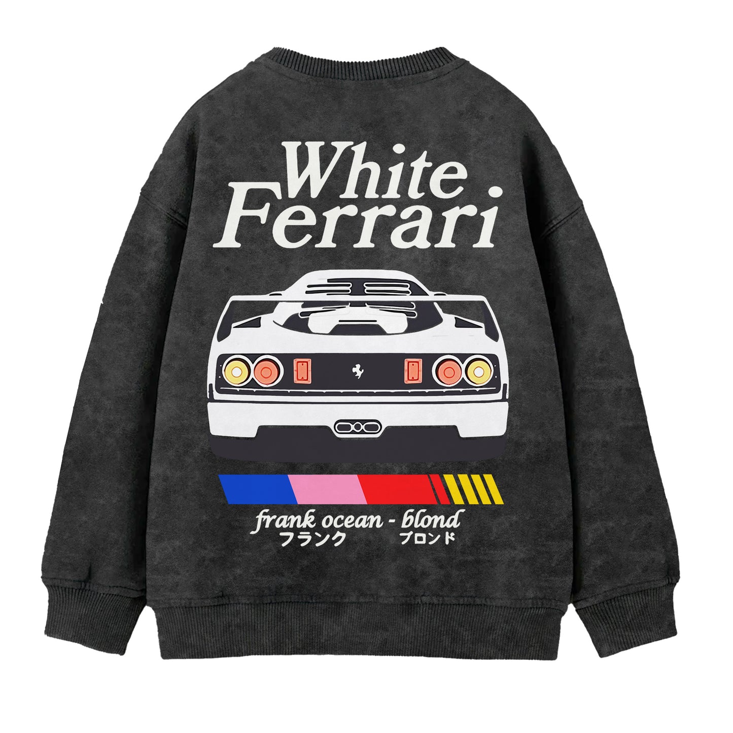 White Ferrari Acid Wash Sweatshirt