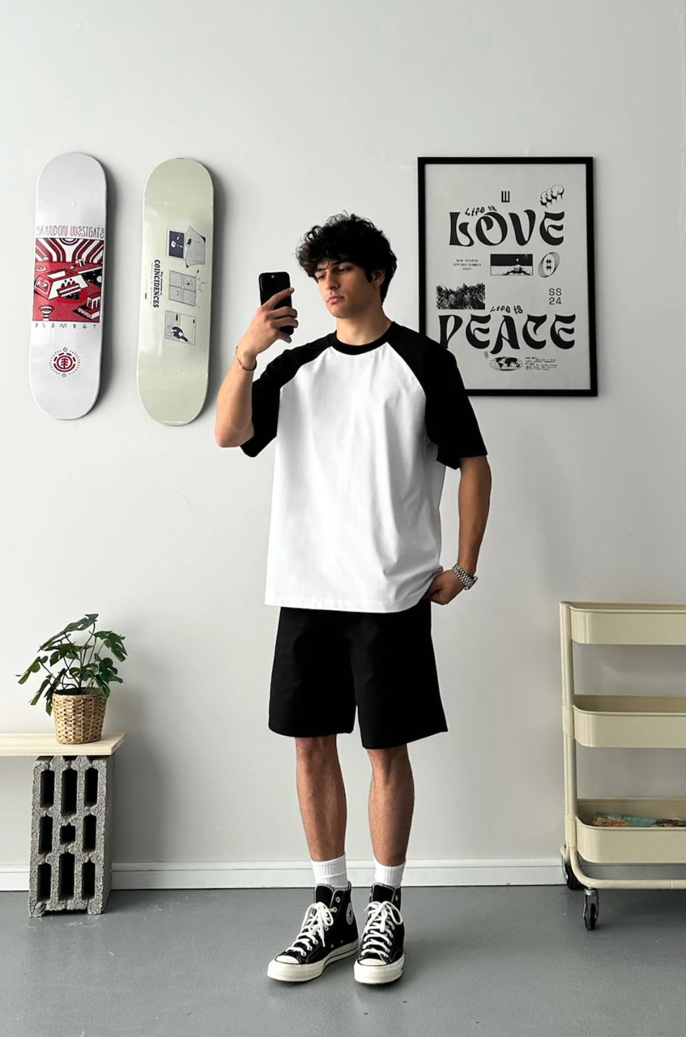 Monochrome Raglan Oversized Tee