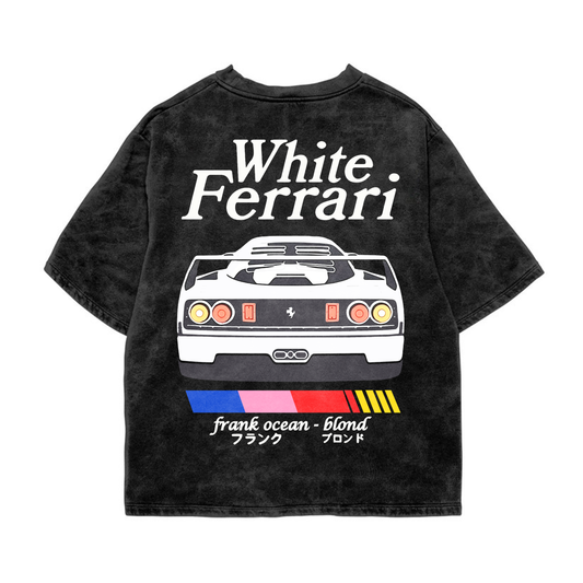 White Ferrari Acid Wash Tee