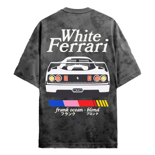 White Ferrari Acid Wash T-Shirt